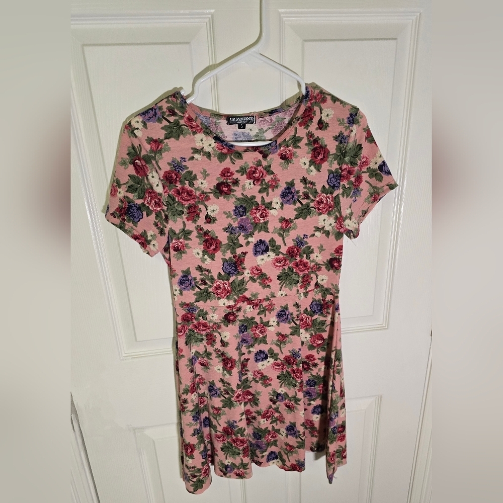 Urban Coco Womens Pink Floral Short Dress Size Small